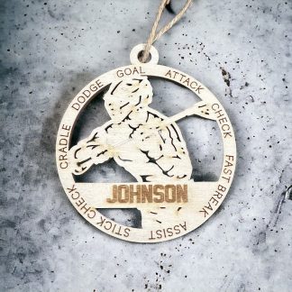 Personalized Lacrosse Player Stadium Series Male Ornament